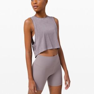Lululemon Cut Back Crop Tank - Washed Lunar Rock